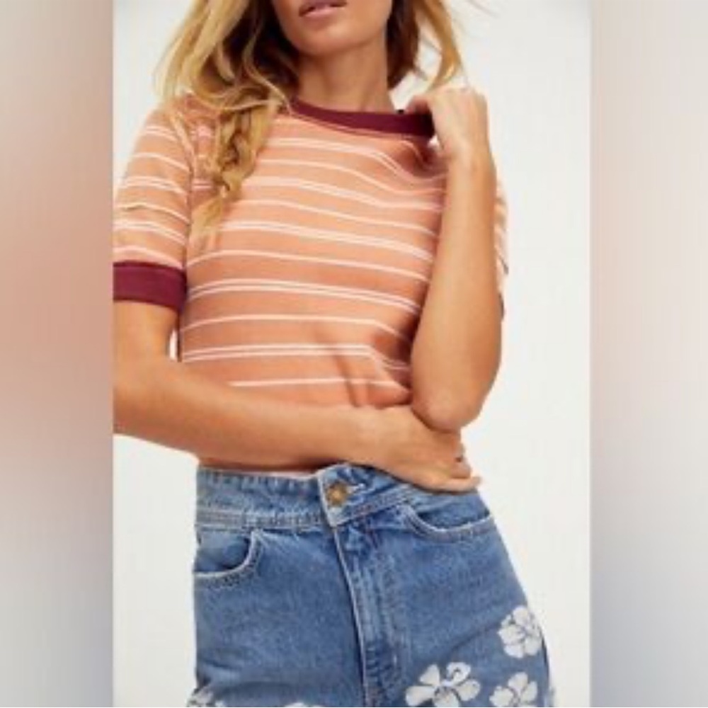 Free people striped waffle tee